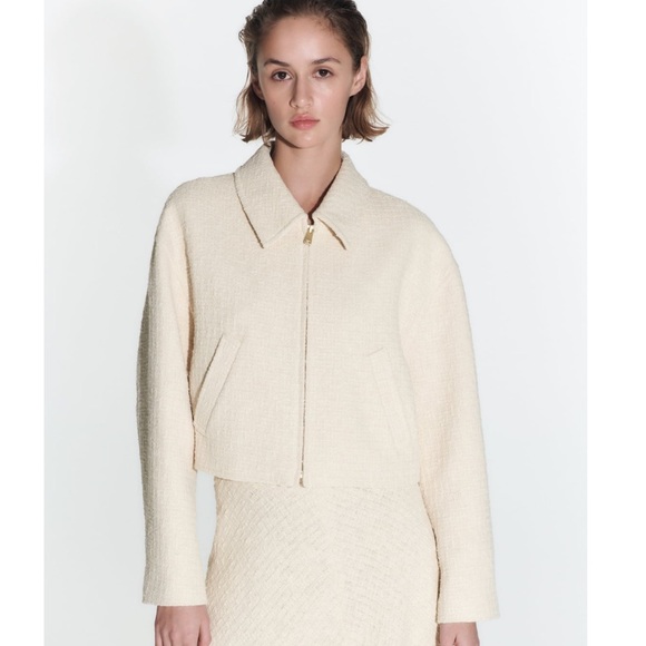 Zara Textured Weave Bomber Jacket NWT - Picture 14 of 14